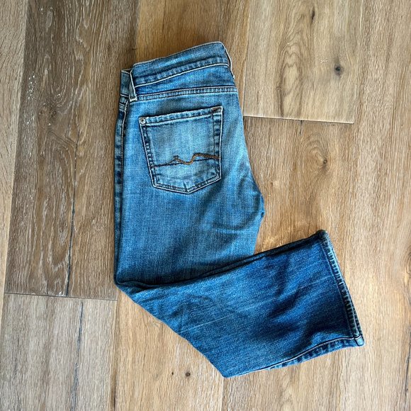 7 For All Mankind Jeans Designer Distressed Busted Knee EUC - Picture 2 of 10